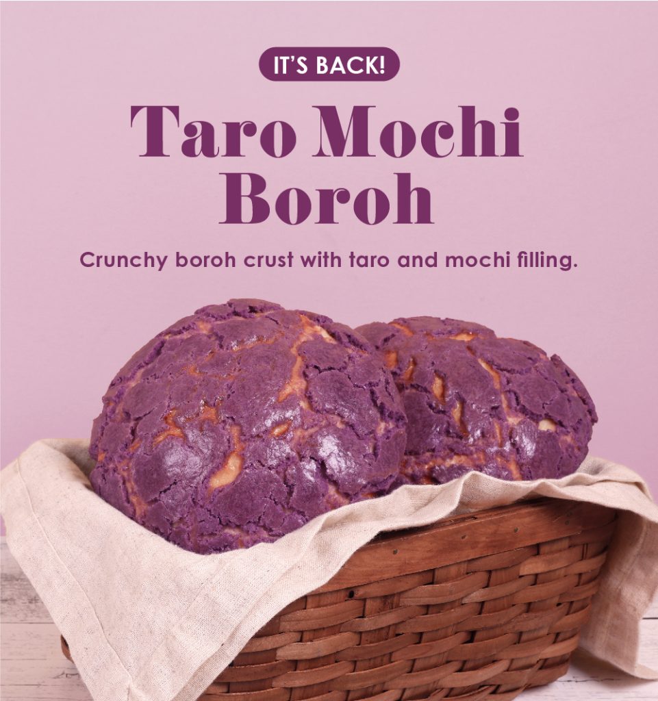 It's Back! Taro Mochi Boroh. Crunchy boroh crust with taro and mochi filling.