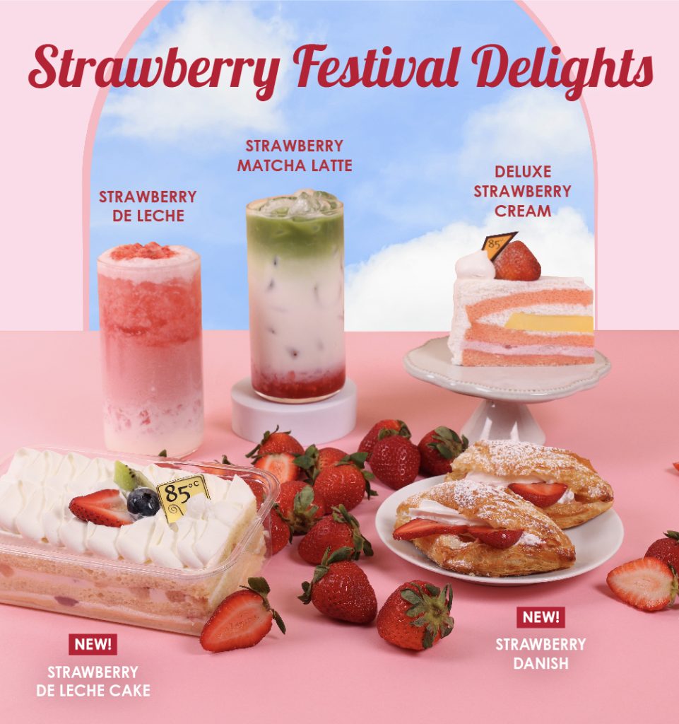 Strawberry Festival Delights | Strawberry De Leche, Strawberry Matcha Latte, Deluxe Strawberry Cream, Strawberry De Leche Cake, Strawberry Danish